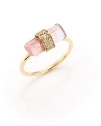 Jacquie Aiche Diamond Pink Tourmaline 14k Yellow Gold Ring