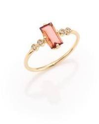 Jacquie Aiche Diamond Pink Tourmaline 14k Yellow Gold Ring