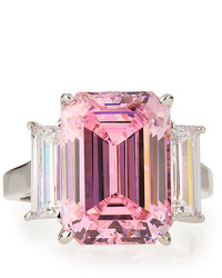 FANTASIA Emerald Cut Pink Cz Cocktail Ring