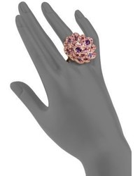 Roberto Coin Fantasia Semi Precious Multi Stone Diamond 18k Rose Gold Flower Ring