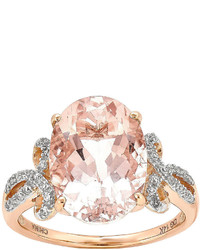 Fine Jewelry Genuine Morganite And 17 Ct Tw Diamond 14k Rose Gold Ring
