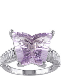 Fine Jewelry Genuine Pink Amethyst And White Topaz Sterling Silver Ring