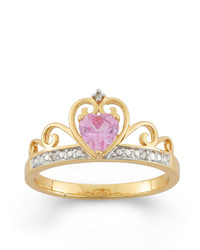 Fine Jewelry Lab Created Pink Sapphire And White Sapphire 18k Gold Over Silver Tiara Ring