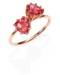 Kalan By Suzanne Kalan Pink Topaz 14k Rose Gold Double Trillion Ring