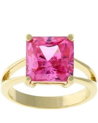 Kate Bissett Goldtone Pink Cz Solitaire Ring