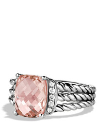 David Yurman Petite Wheaton Ring With Morganite And Diamonds