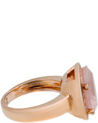 Poiray 18k Rose Gold Cushion Cut Rose Quartz Diamond Ring Size 6