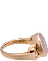 Poiray Indrani 18k Rose Gold Round Rose Quartz Ring Size 525