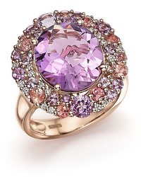Bloomingdale's Purple Amethyst Pink Amethyst Pink Tourmaline And Diamond Cocktail Ring In 14k Rose Gold 100%