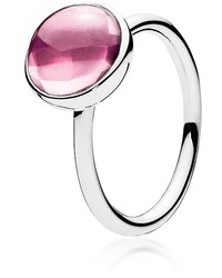 Pandora Ring Sterling Silver Crystal Pink Poetic Droplet