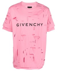 Pink Ripped Crew-neck T-shirt