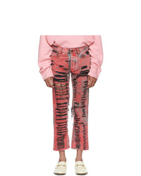 Gucci Black And Red Overdyed Ripped Jeans