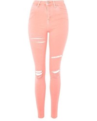 Topshop Moto Coral Super Ripped Jamie Jeans