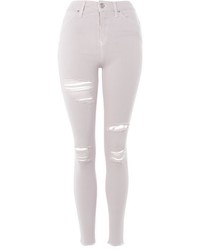 Topshop Moto Super Ripped Pink Jamie Jeans