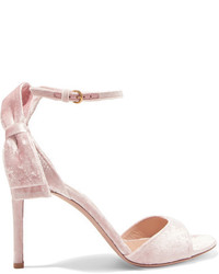 Valentino Crushed Velvet Sandals Pastel Pink