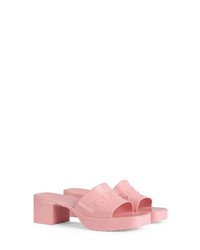 Gucci Rubber Logo Platform Slide Sandal