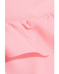 Moschino Boutique Cold Shoulder Ruffled Crepe Top Pink