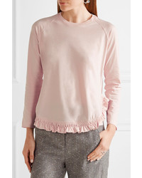 Simone Rocha Ruffle Trimmed Cotton Jersey Top Pastel Pink