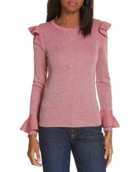 Pink Ruffle Crew-neck Sweater