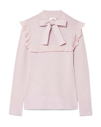 JoosTricot Ruffled Pussy Bow Lurex Sweater