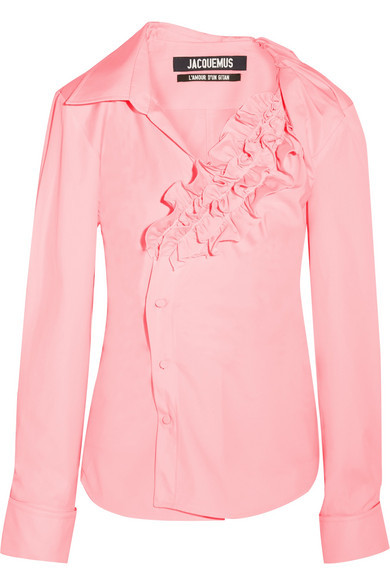 Jacquemus Seville Ruffled Cotton Poplin Shirt, $156 | NET-A-PORTER 