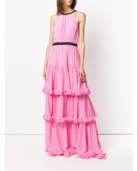 MSGM Tiered Ruffled Halterneck Gown