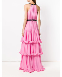 MSGM Tiered Ruffled Halterneck Gown