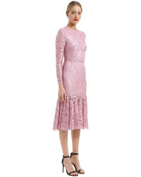 Dolce & Gabbana Hem Macram Lace Dress With Ruffled