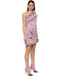 MSGM Ruffled Waxed Lace Mini Dress