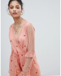 Pink Ruffle Lace Playsuit