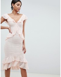 ASOS DESIGN Pretty Lace Ruffle Midi Dress