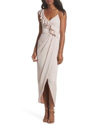 Shona Joy Luxe Asymmetrical Frill Maxi Dress