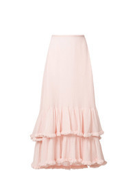 Pink Ruffle Midi Skirt
