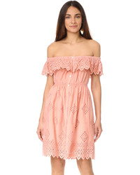 Pink Ruffle Off Shoulder Dress