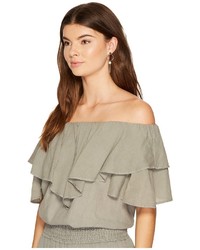 Heather Maria Twill Voile Ruffle Off The Shoulder Top Clothing