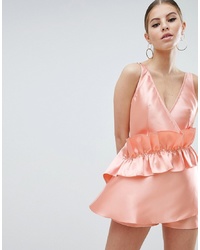 ASOS DESIGN Playsuit In Structured Fabric With Drape Detail
