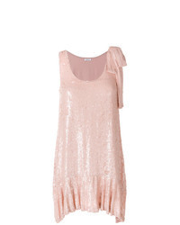 Pink Ruffle Sequin Shift Dress