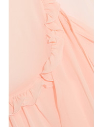 Roberto Cavalli Ruffled Silk Georgette Top Pastel Pink