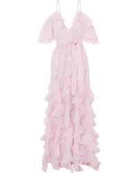 Alice McCall My Baby Love Cold Shoulder Ruffled Silk Organza And Corded Lace Maxi Dress