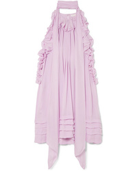 Pink Ruffle Silk Shift Dress