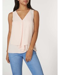 Pink Ruffle Front Shell Top