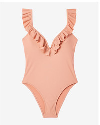 Express Ruffle V Wire One Piece Swimsuit