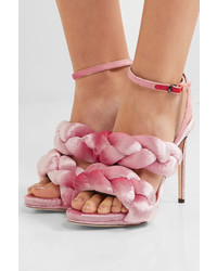 Marco De Vincenzo Braided Velvet Sandals Pink