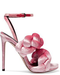 Marco De Vincenzo Braided Velvet Sandals Pink