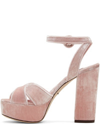 Dolce & Gabbana Dolce And Gabbana Pink Velvet Platform Sandals
