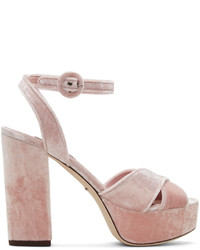 Dolce & Gabbana Dolce And Gabbana Pink Velvet Platform Sandals