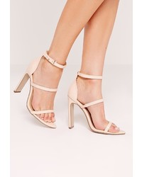 Missguided Pointed Toe Three Strap Barley There Sandals Nude