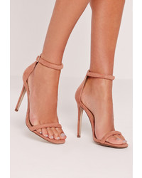 Missguided Rounded Strap Barely There Sandal Blush Pink