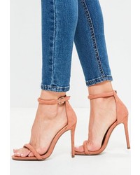 Missguided Pink Rounded Strap Barely There Sandals