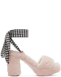 Miu Miu Pink Shearling Sandals